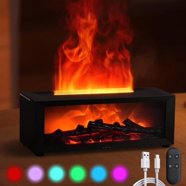Black Aroma Diffuser with 7 Flame Effect