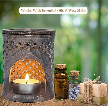 Jali Design Soapstone Essential Oil Burner Warmer Diffuser with Tea Light Holder Aromatherapy
