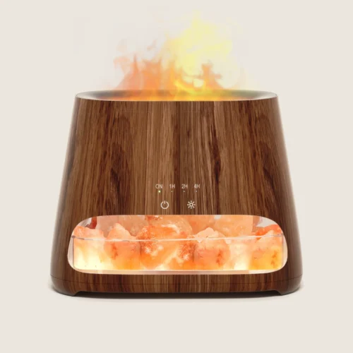 Ultrasonic Essential Oil Diffuser with Himalayan Salt Rock Wooden Grain