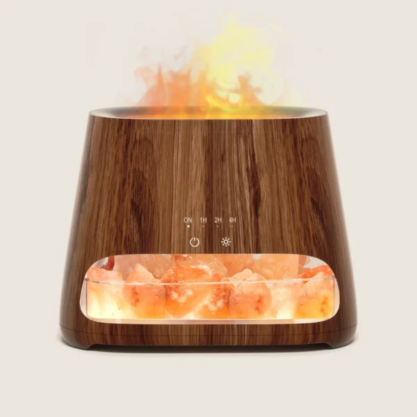 Ultrasonic Essential Oil Diffuser with Himalayan Salt Rock Wooden Grain